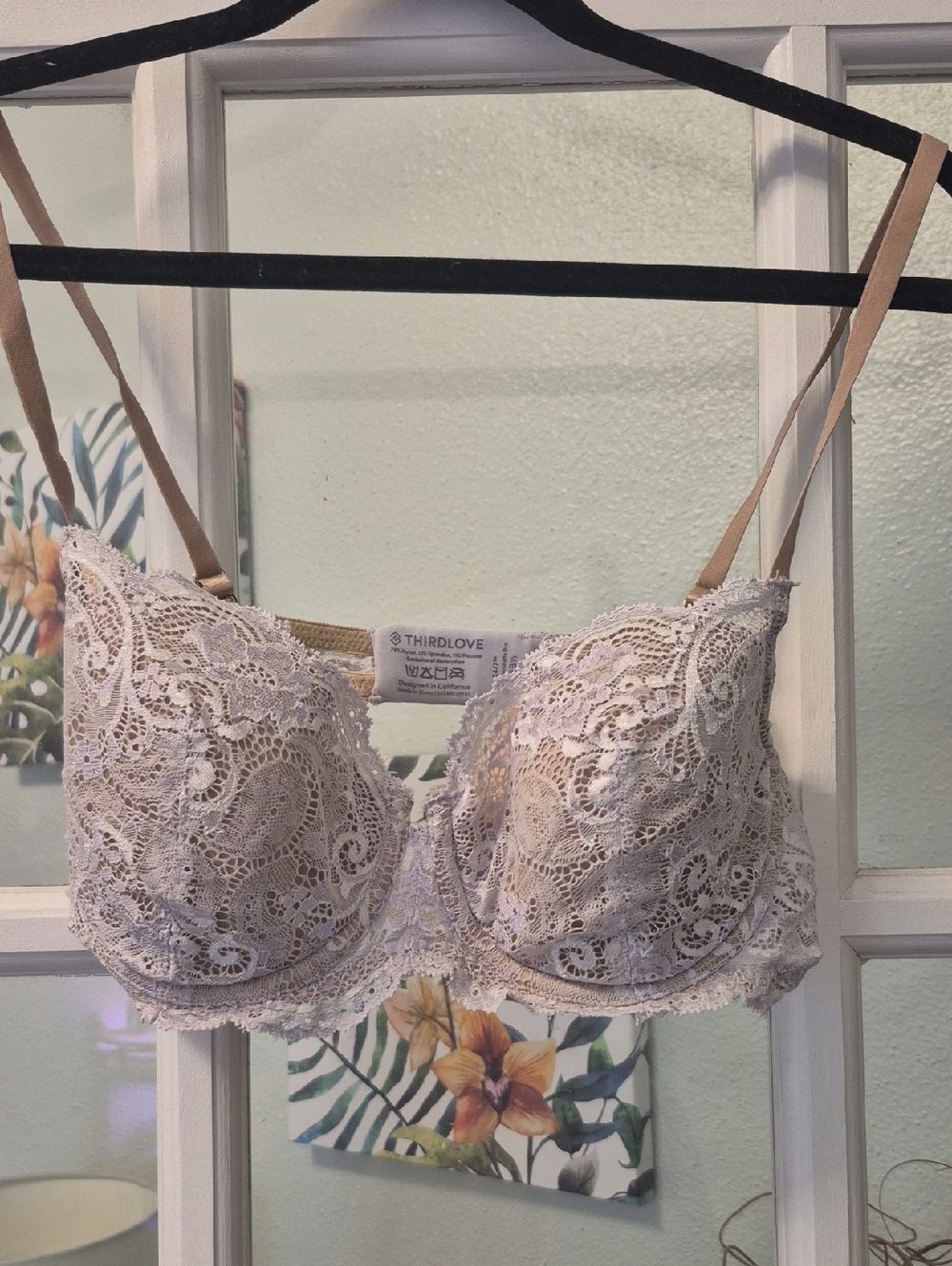ThirdLove Lace Balconette Bra in Lavender and Tan